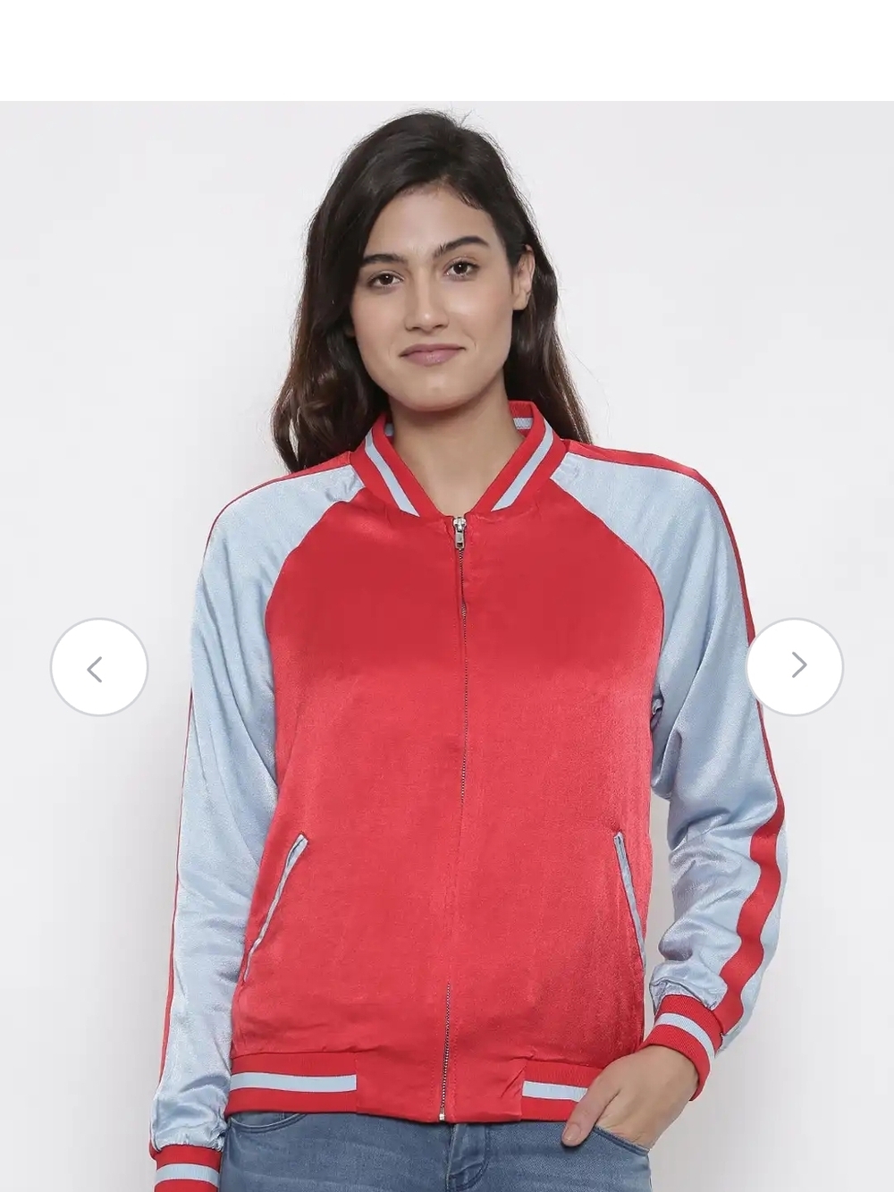Forever 21 Colorblock Bomber Jacket Red Blue Retro Y2K Style Size Small